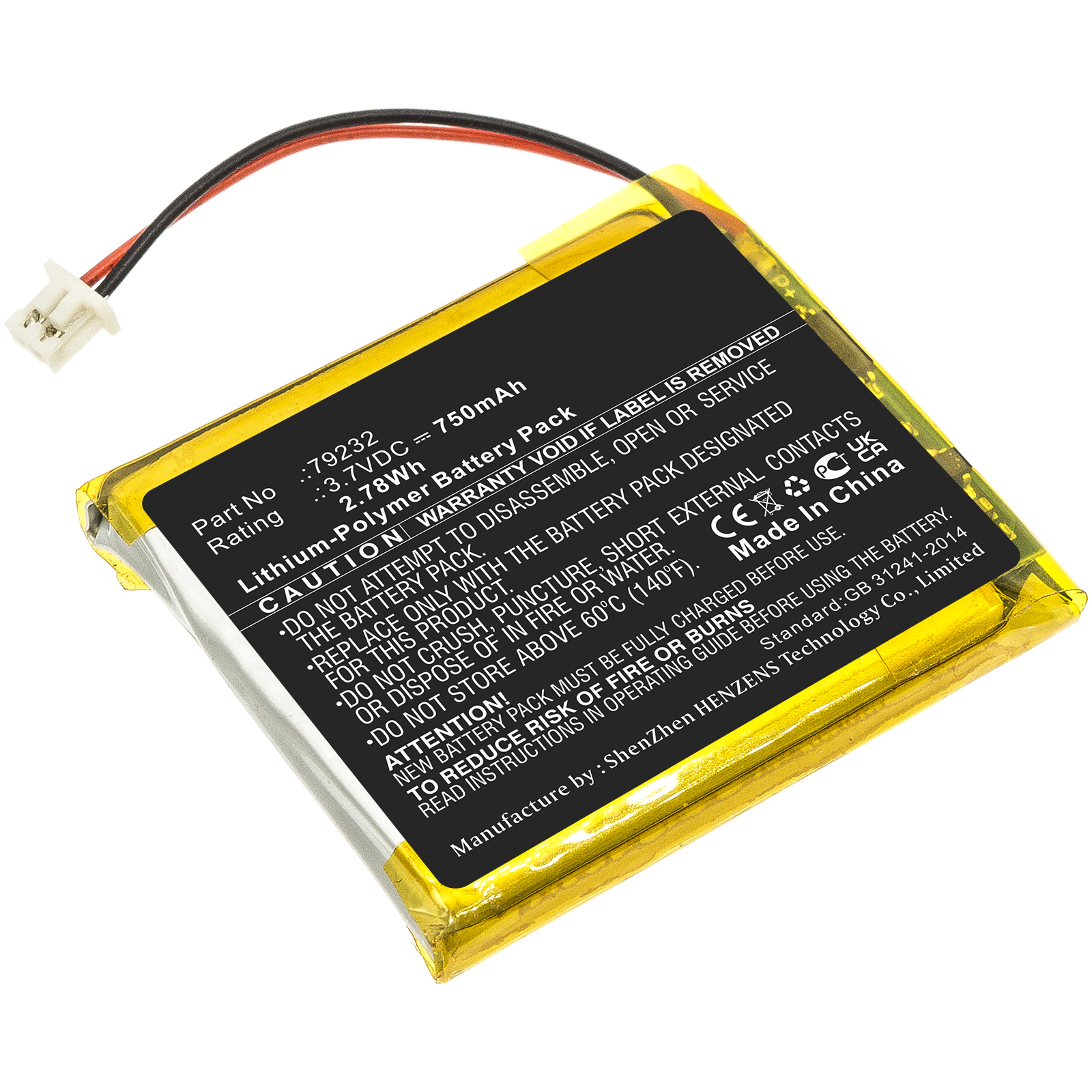 Synergy Digital Baby Monitor Battery, Compatible with Floureon 79232 Baby Monitor Battery (Li-Pol, 3.7V, 750mAh)