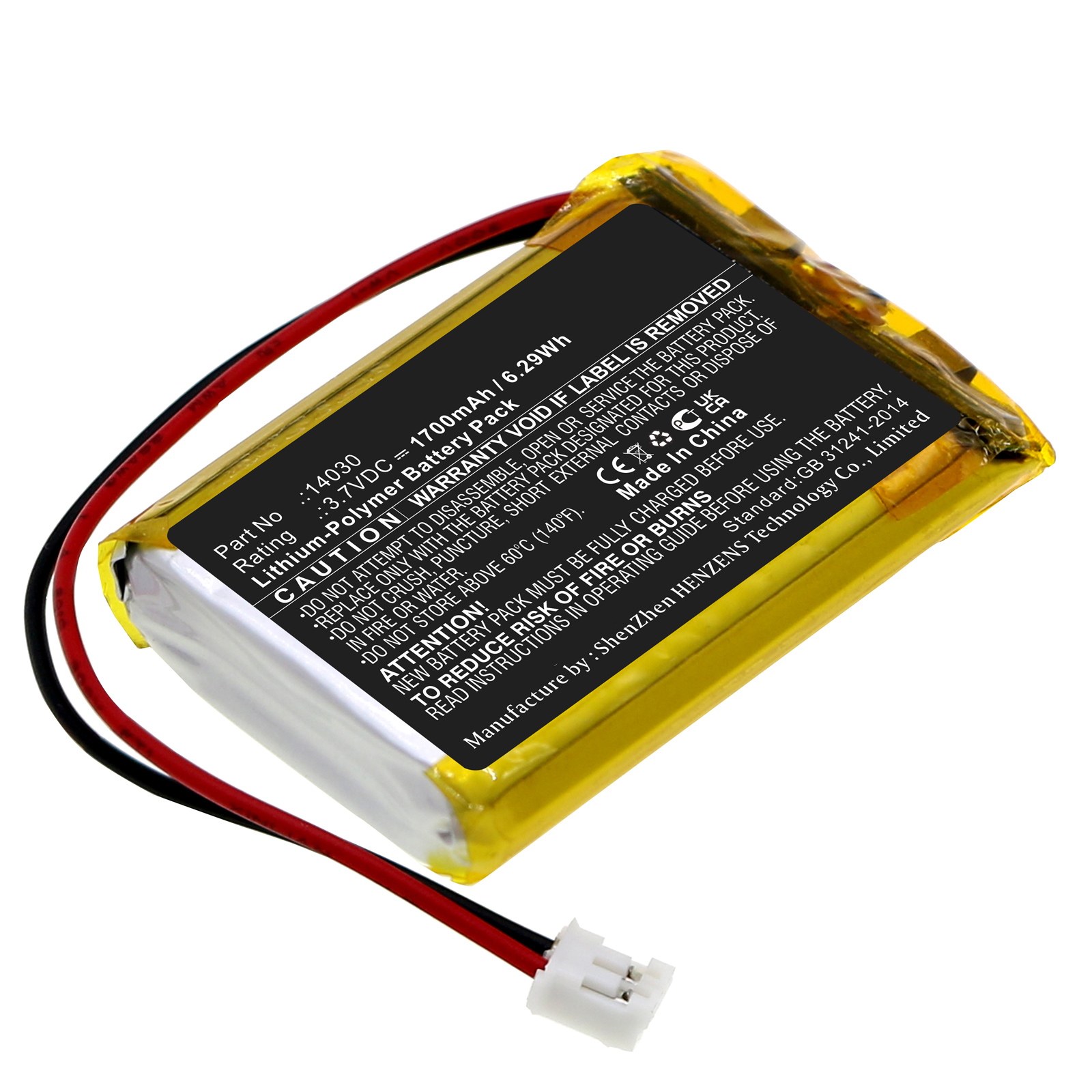 Synergy Digital Robot Battery, Compatible with Makeblock 14030 Robot Battery (Li-Pol, 3.7V, 1700mAh)