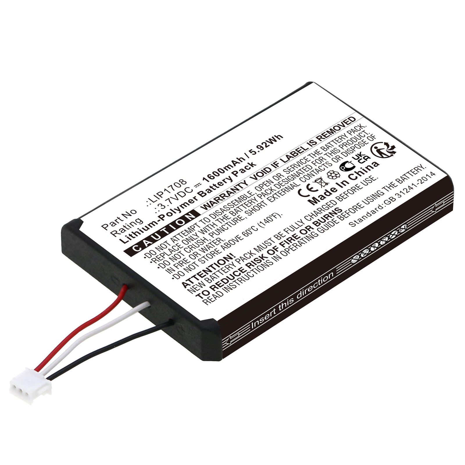 Synergy Digital Game Console Battery, Compatible with Sony LIP1708 Game Console Battery (Li-Pol, 3.7V, 1600mAh)