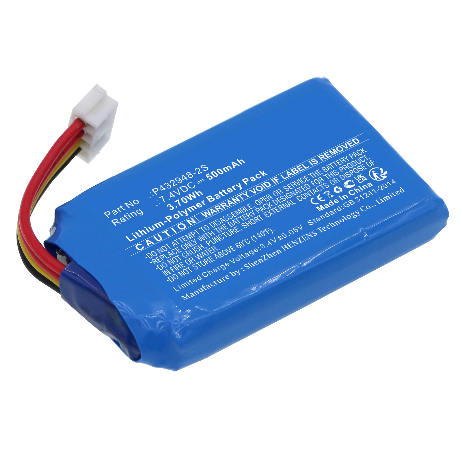 Synergy Digital Printer Battery, Compatible with LG P432948-2S Printer Battery (Li-Pol, 7.4V, 500mAh)