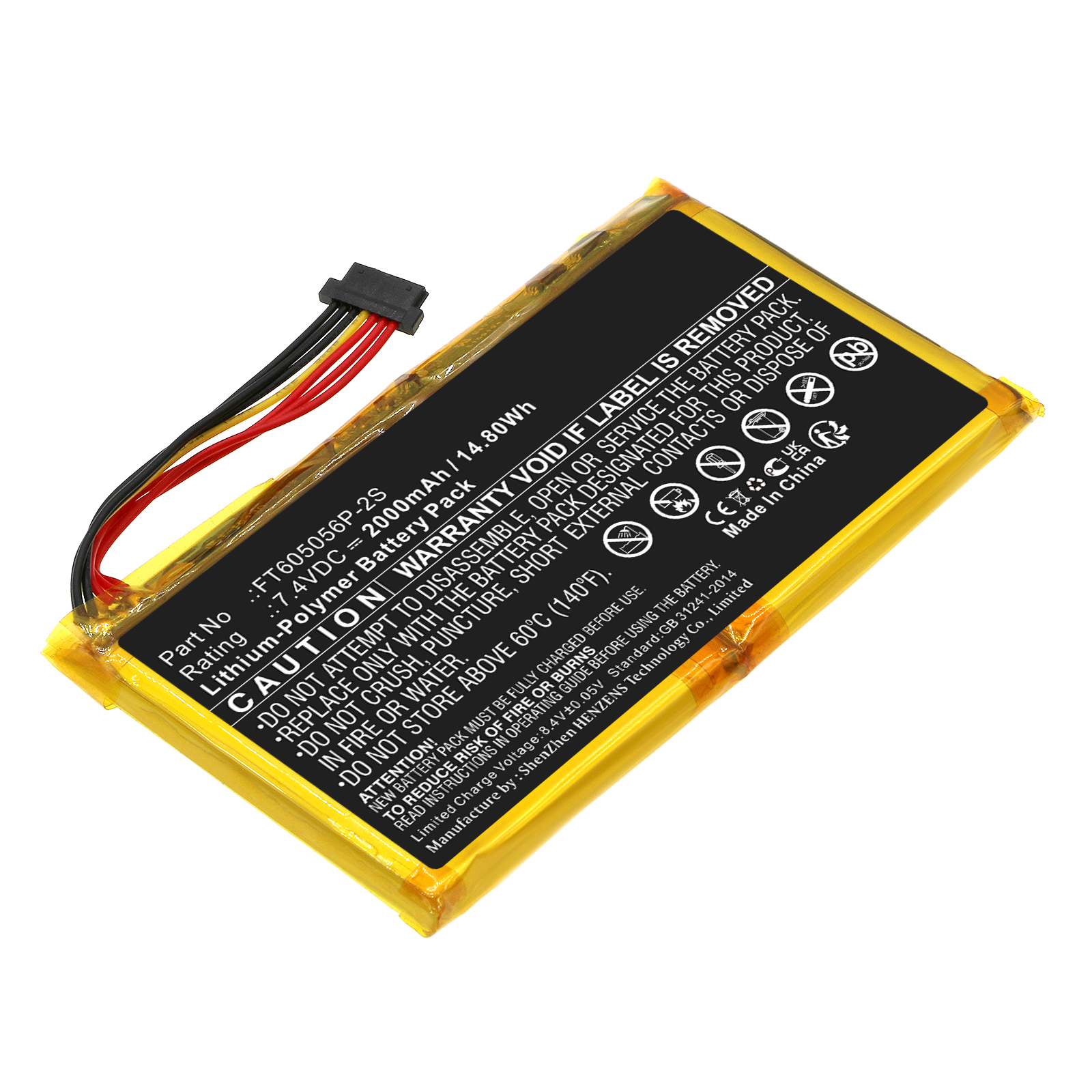 Synergy Digital Printer Battery, Compatible with Polaroid FT605056P-2S Printer Battery (Li-Pol, 7.4V, 2000mAh)