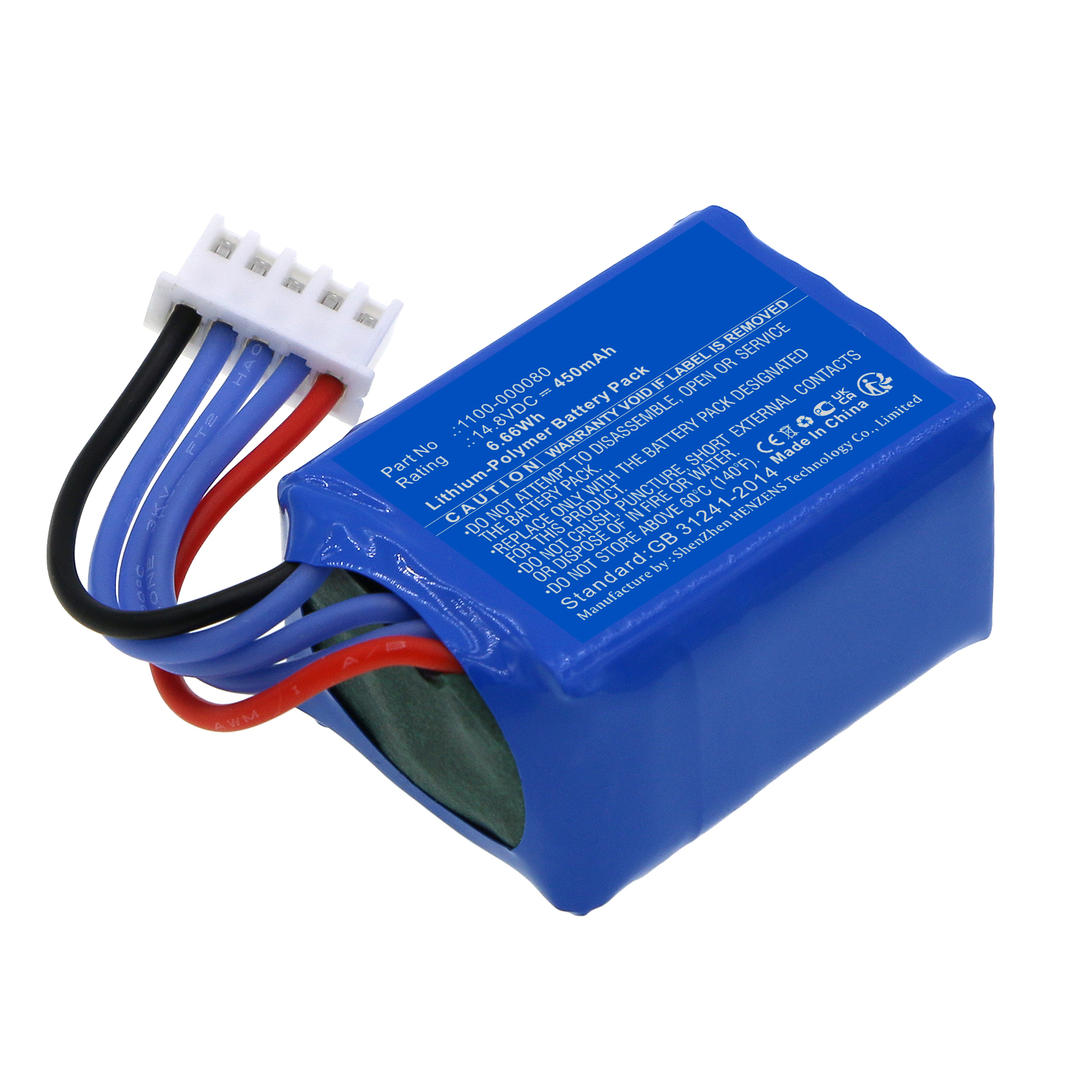Synergy Digital Alarm System Battery, Compatible with WIR Elektronik 1100-000080 Alarm System Battery (Li-Pol, 14.8V, 450mAh)
