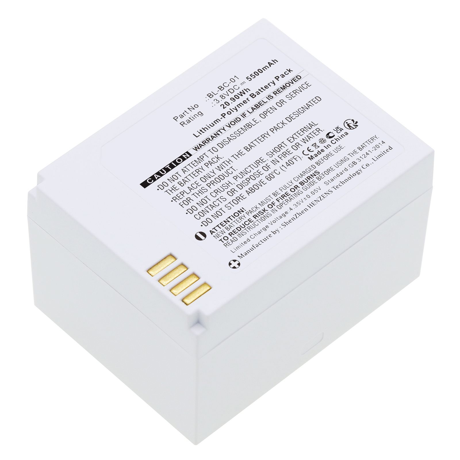 Synergy Digital Home Security Camera Battery, Compatible with Ezviz BL-BC-01 Home Security Camera Battery (Li-Pol, 3.8V, 5500mAh)