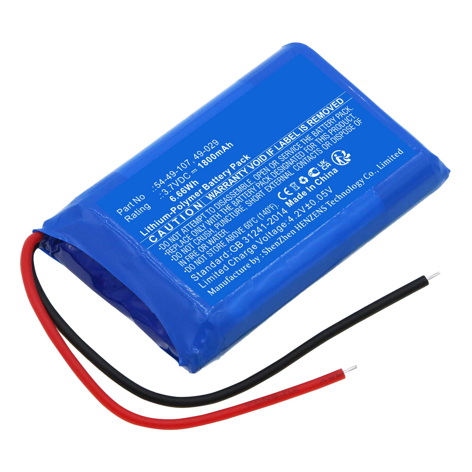 Synergy Digital Equipment Battery, Compatible with Biosystems 49-029 Equipment Battery (Li-Pol, 3.7V, 1800mAh)