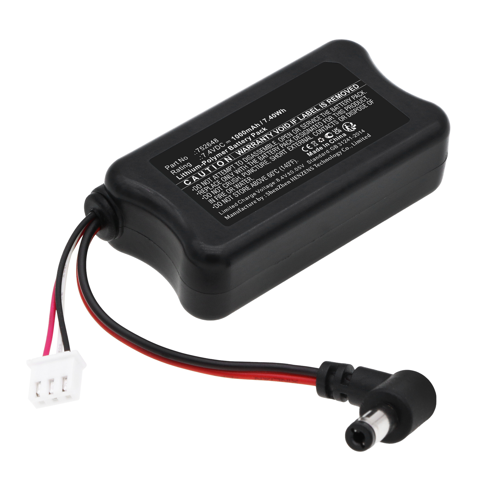 Synergy Digital VR Battery Compatible with Fatshark 752648 VR Battery (Li-Pol, 7.4V, 1000mAh)