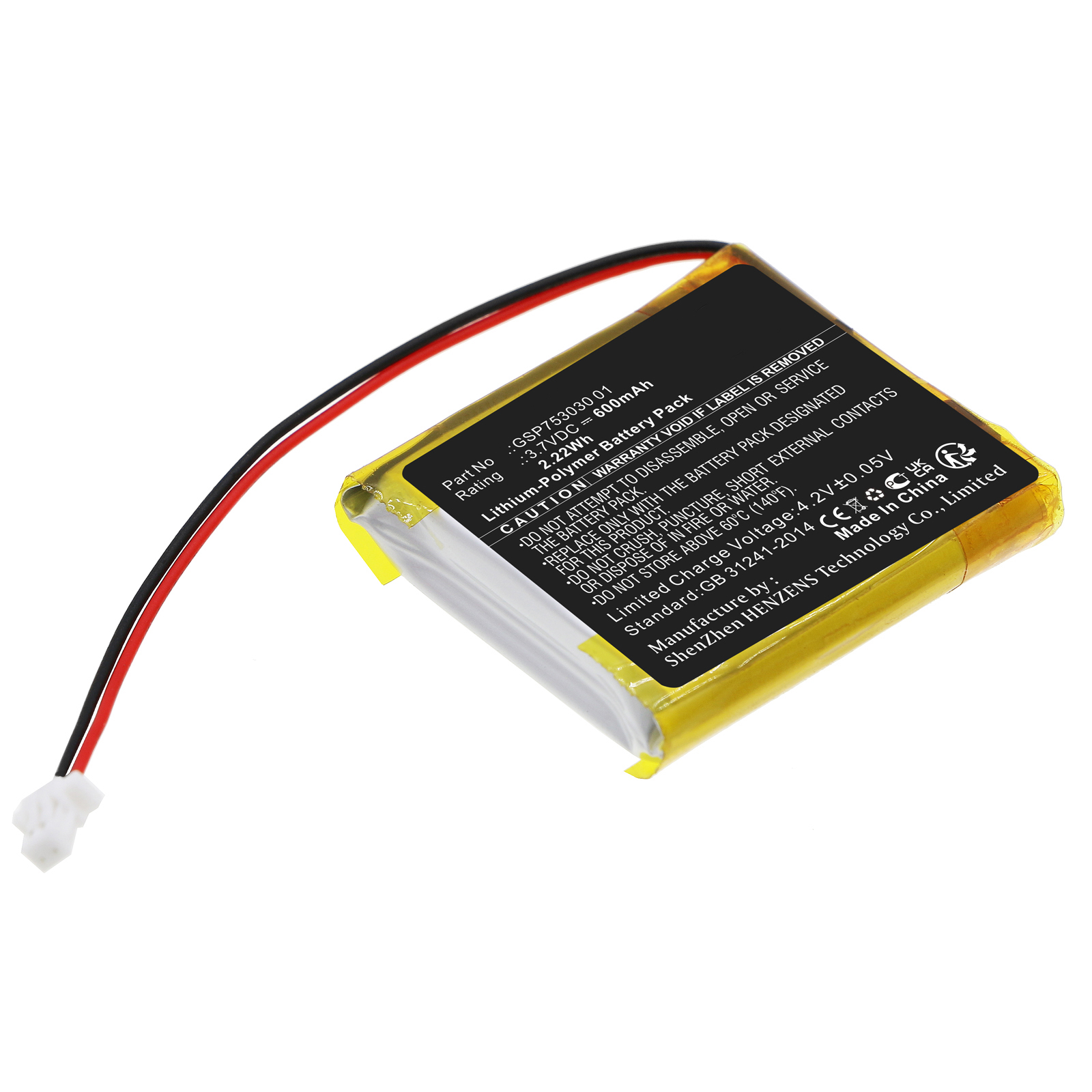 Synergy Digital Audio Battery, Compatible with JBL GSP753030 01 Audio Battery (Li-Pol, 3.7V, 600mAh)
