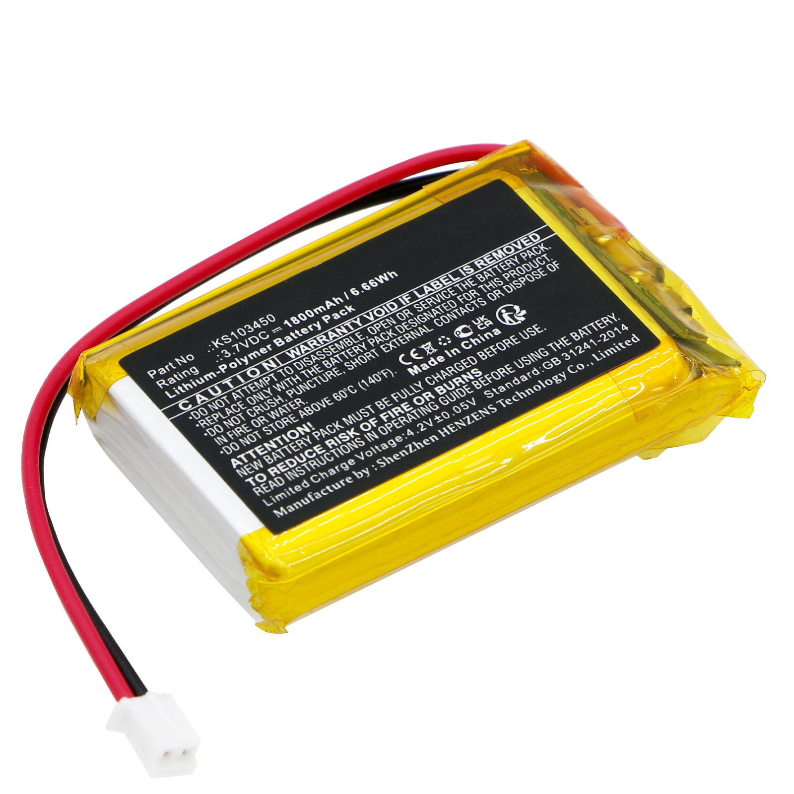 Synergy Digital Equipment Battery, Compatible with Kolsol KS103450 Equipment Battery (Li-Pol, 3.7V, 1800mAh)