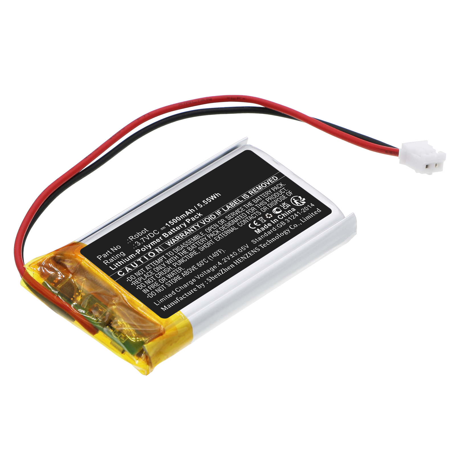 Synergy Digital Robot Battery, Compatible with Thymio Robot Robot Battery (Li-Pol, 3.7V, 1500mAh)