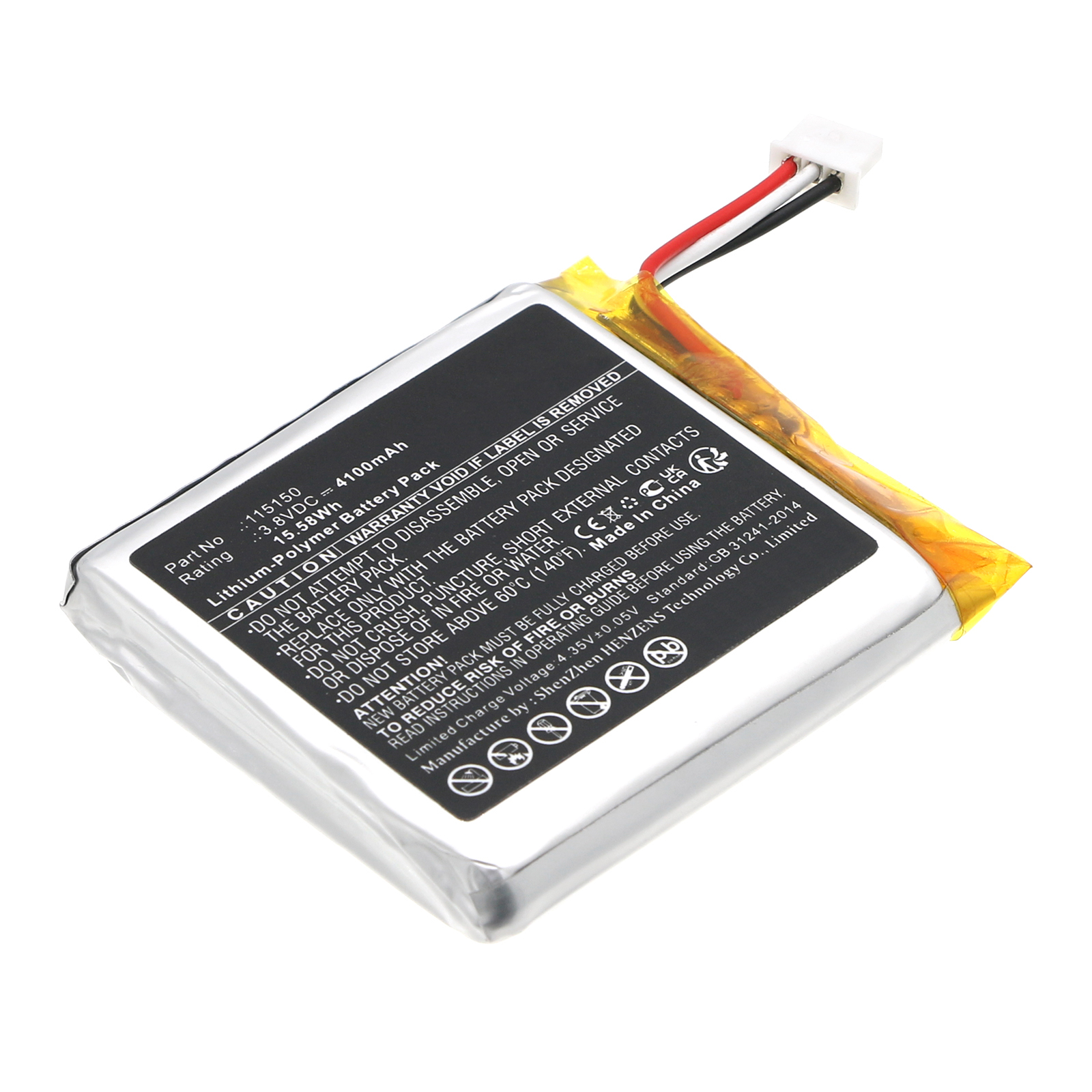 Synergy Digital Alarm System Battery, Compatible with 2GIG 115150 Alarm System Battery (Li-Pol, 3.8V, 4100mAh)