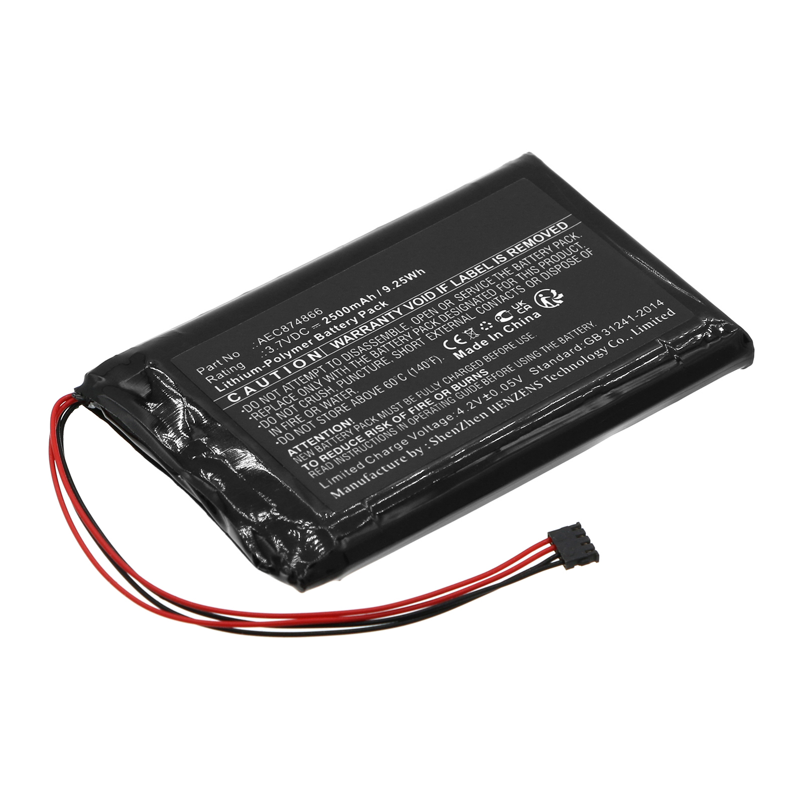 Synergy Digital Amplifier Battery, Compatible with Fiio AEC874866 Amplifier Battery (Li-Pol, 3.7V, 2500mAh)