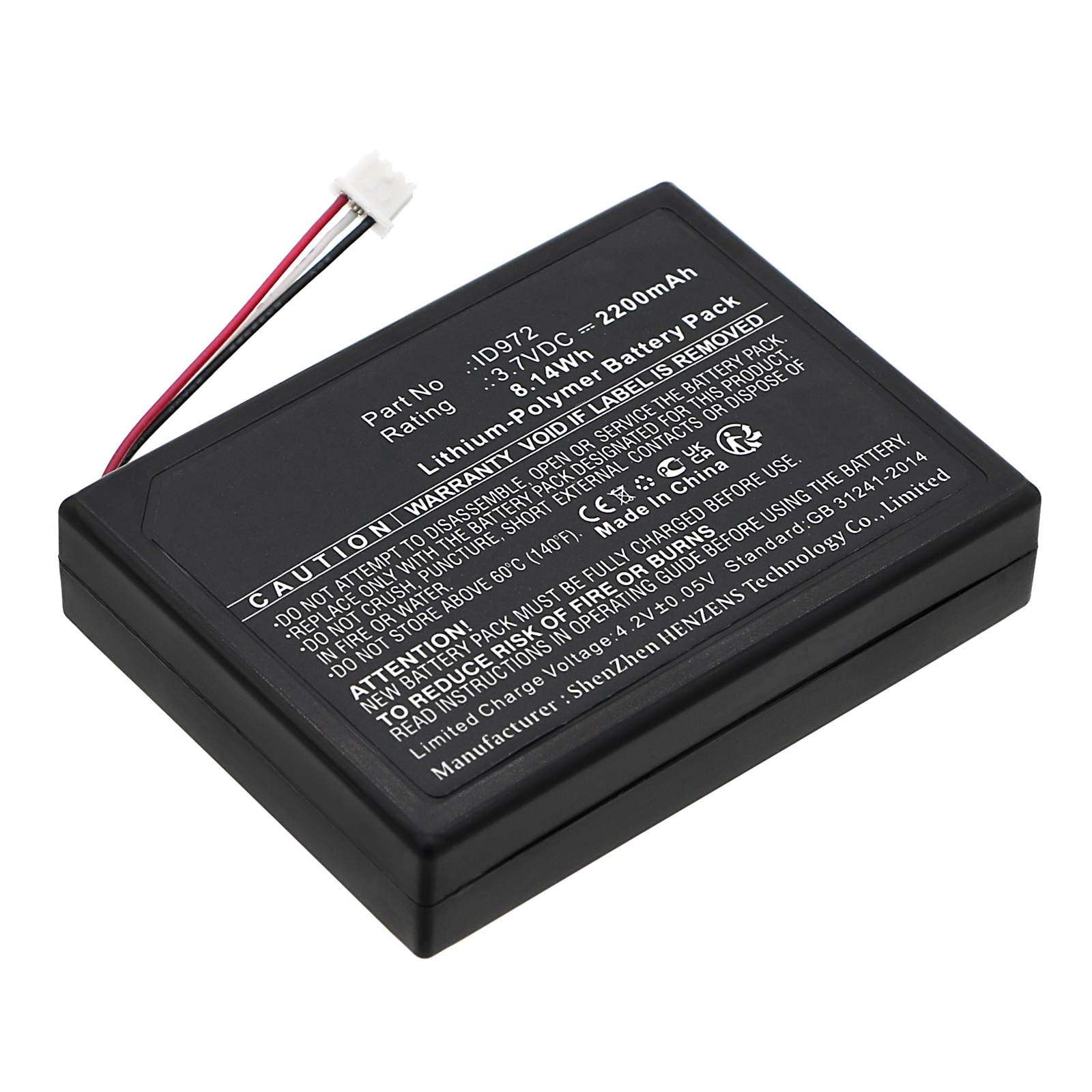 Synergy Digital Baby Monitor Battery, Compatible with Panasonic ID972 Baby Monitor Battery (Li-Pol, 3.7V, 2200mAh)