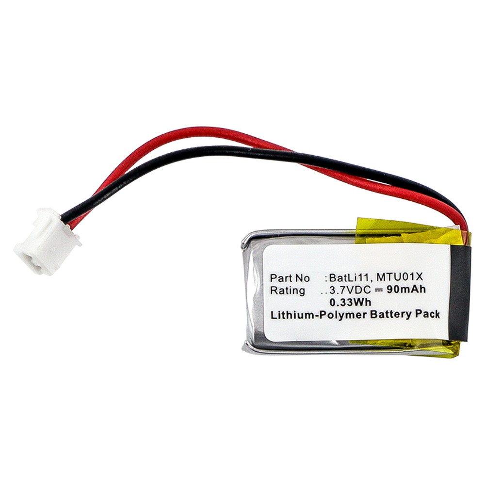 Synergy Digital Alarm System Battery, Compatible with intercom BatLi11, MTU01X Alarm System Battery (Li-Pol, 3.7V, 90mAh)