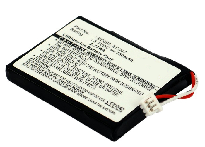 Synergy Digital Player Battery, Compatible with Apple EC003, EC007 Player Battery (3.7, Li-ion, 750mAh)