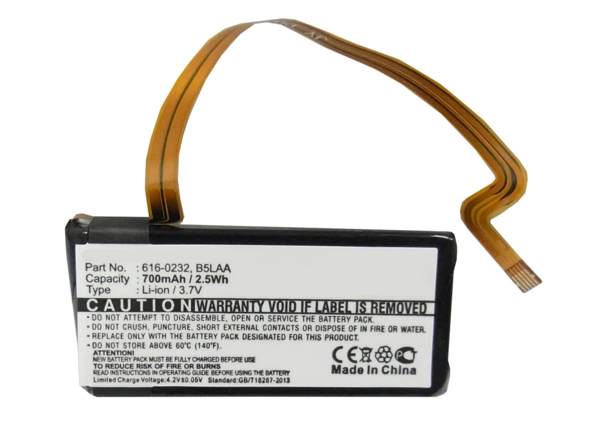 Synergy Digital Player Battery, Compatible with Apple 616-0232, 696-0106, B5LAA, B6DAH Player Battery (3.7, Li-ion, 700mAh)