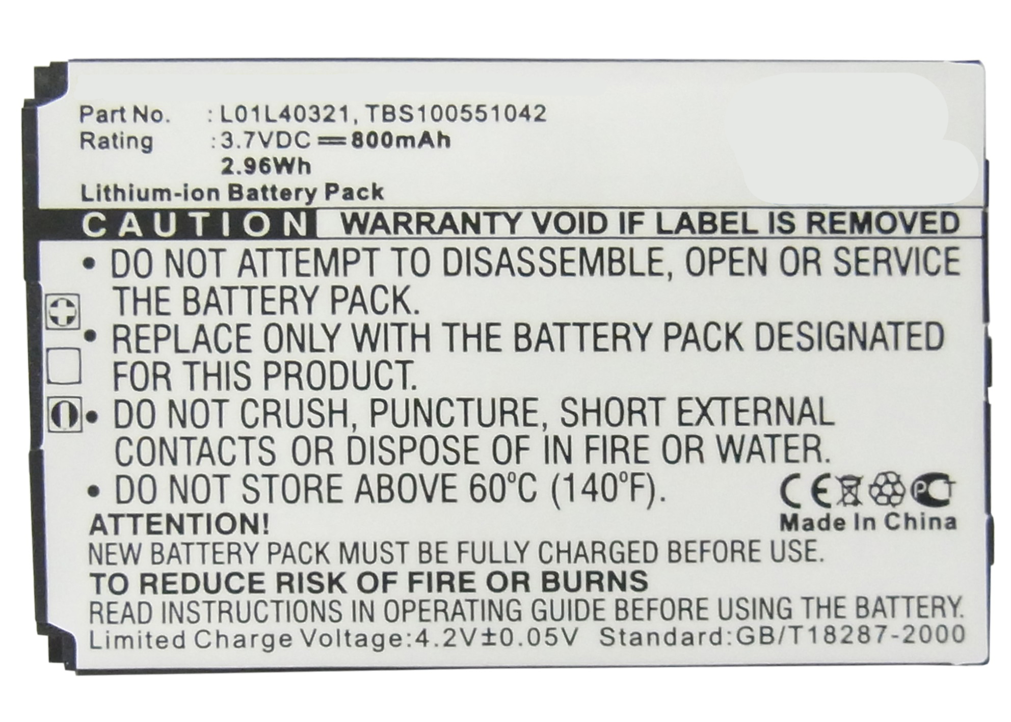 Synergy Digital Player Battery, Compatible with Pioneer L01L40321, TBS100551042, XM-6900-0004-00 Player Battery (3.7, Li-ion, 800mAh)