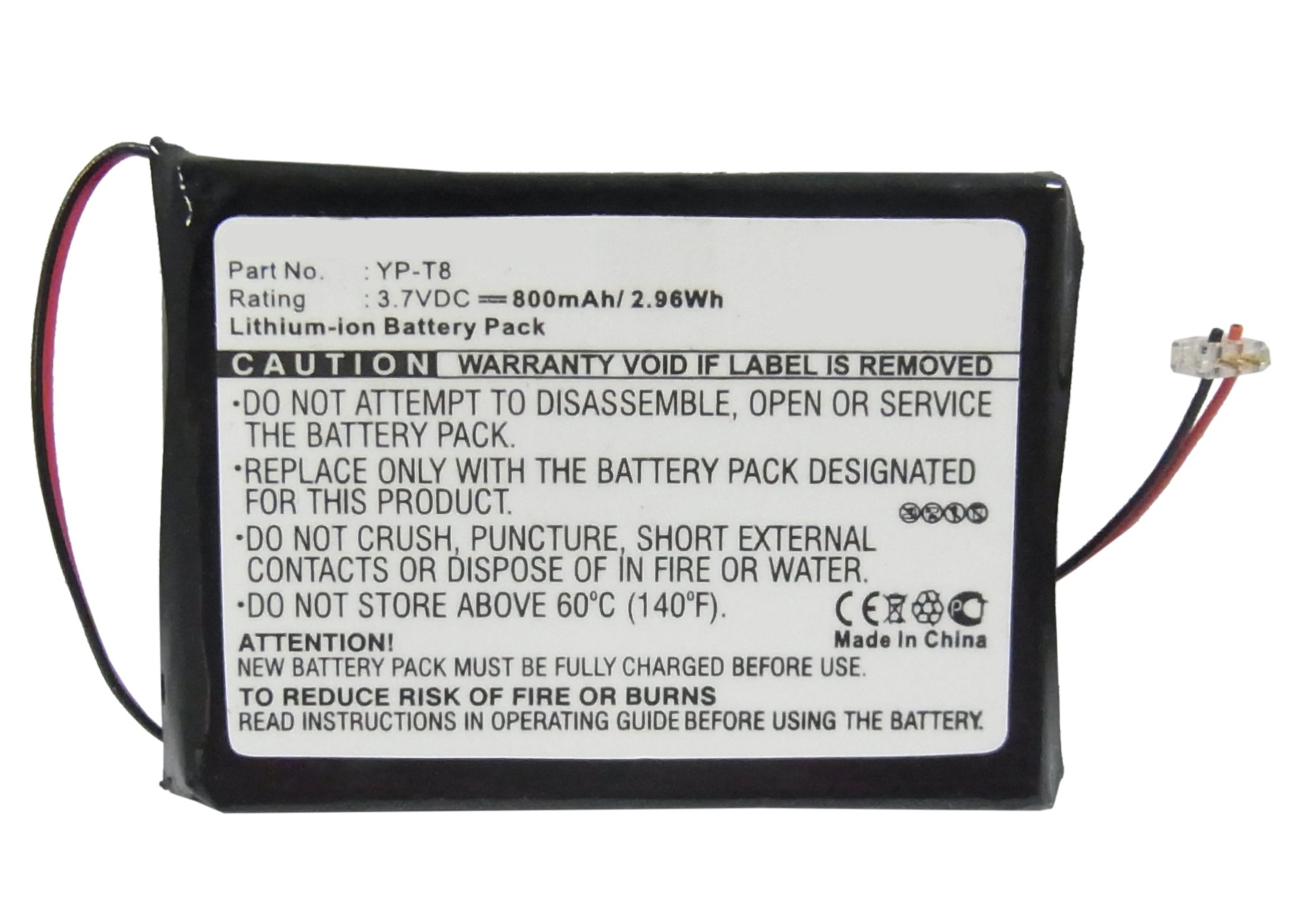Synergy Digital Player Battery, Compatible with Samsung YP-T8 Player Battery (3.7, Li-ion, 800mAh)