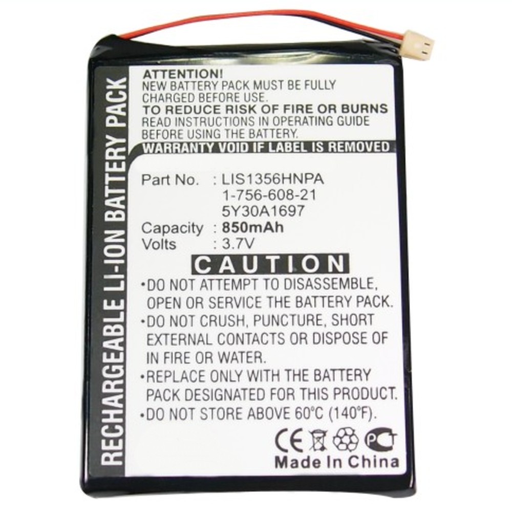 Synergy Digital Player Battery, Compatible with Sony 1-756-608-21, 5Y30A1697, LIS1356HNPA Player Battery (3.7, Li-ion, 850mAh)