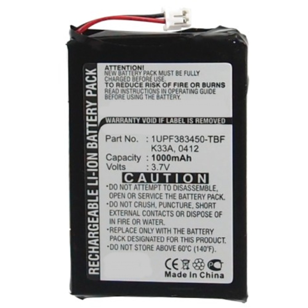 Synergy Digital Player Battery, Compatible with Toshiba 1UPF383450-830, 1UPF383450-TBF, K33A Player Battery (3.7, Li-ion, 1000mAh)