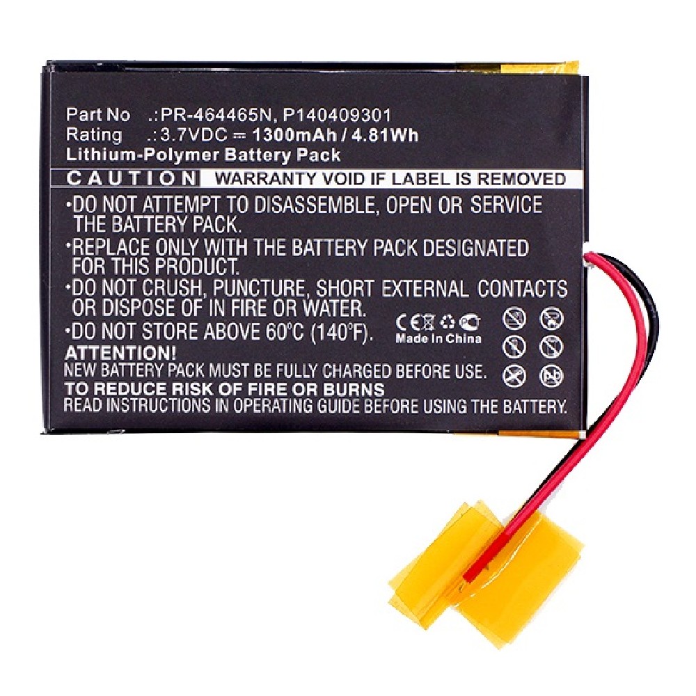 Synergy Digital Player Battery, Compatible with Cowon P140409301, PR-464465N Player Battery (Li-Pol, 3.7V, 1300mAh)