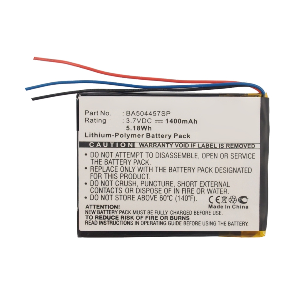 Synergy Digital Player Battery, Compatible with BA504457SP Player Battery (3.7V, Li-Pol, 1400mAh)