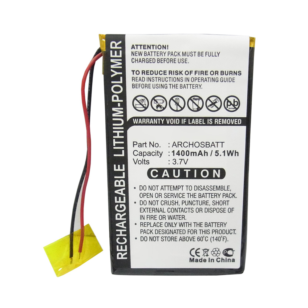 Synergy Digital Player Battery, Compatible with Archos ARCHOSBATT Player Battery (Li-Pol, 3.7V, 1400mAh)