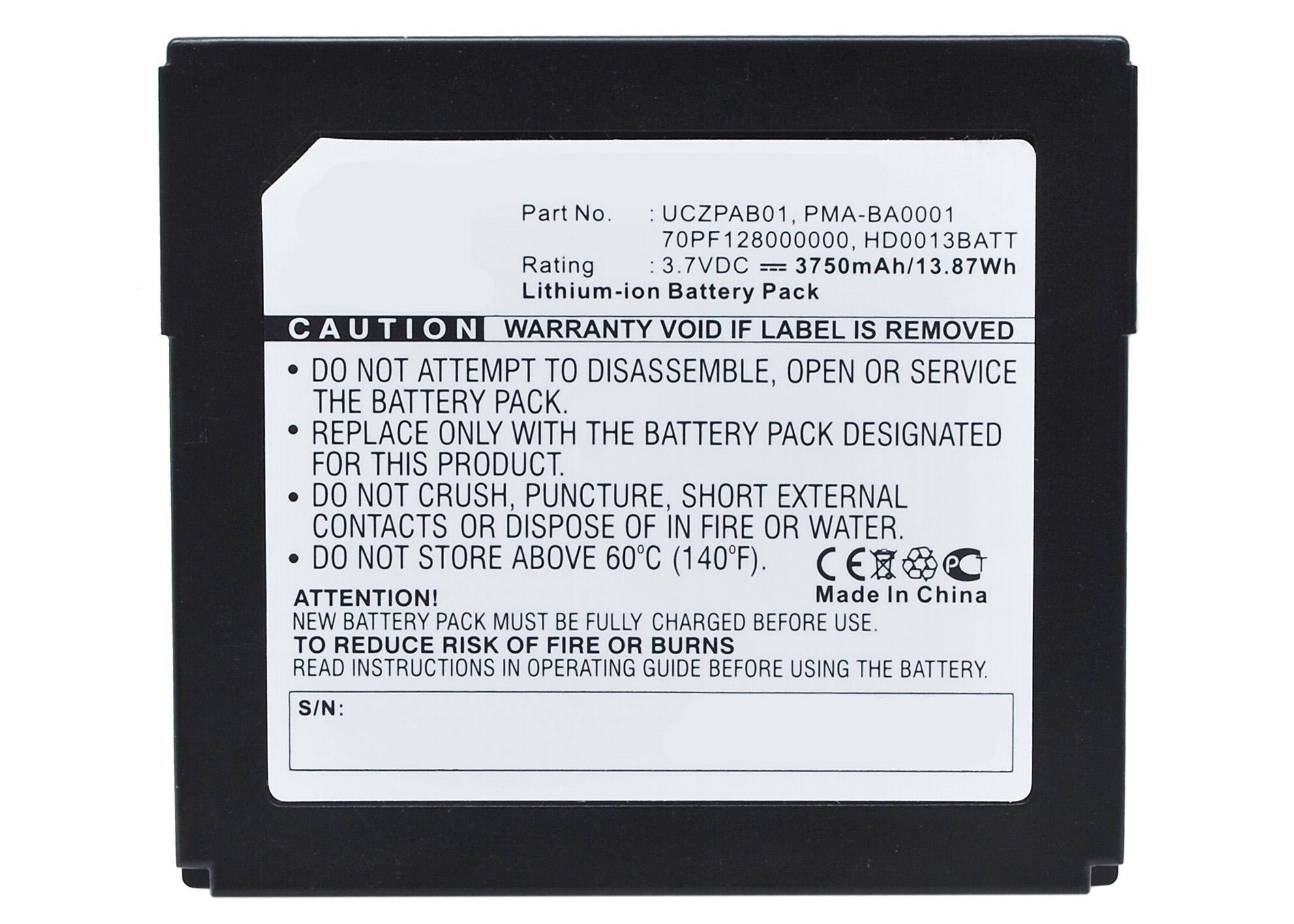 Synergy Digital Player Battery, Compatible with Creative BA20603R79913, PMA-BA0001, UCZPAB01 Player Battery (3.7, Li-Polymer, 3750mAh)