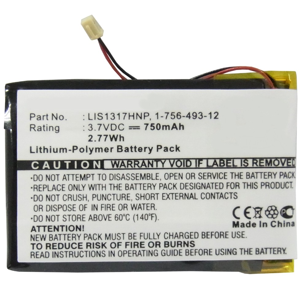 Synergy Digital Player Battery, Compatible with Sony 1-756-493-12, 5427B, LIS1317HNP Player Battery (3.7, Li-Polymer, 750mAh)