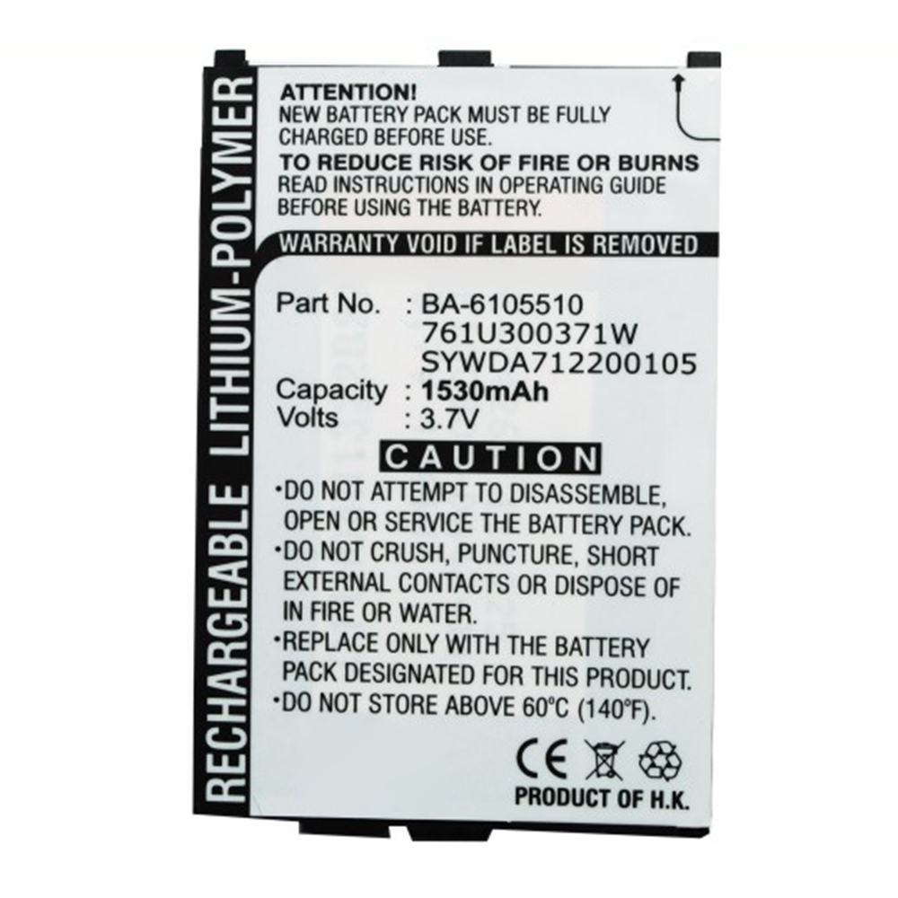 Synergy Digital PDA Battery, Compatible with Acer BA-6105510 PDA Battery (Li-Pol, 3.7V, 1530mAh)