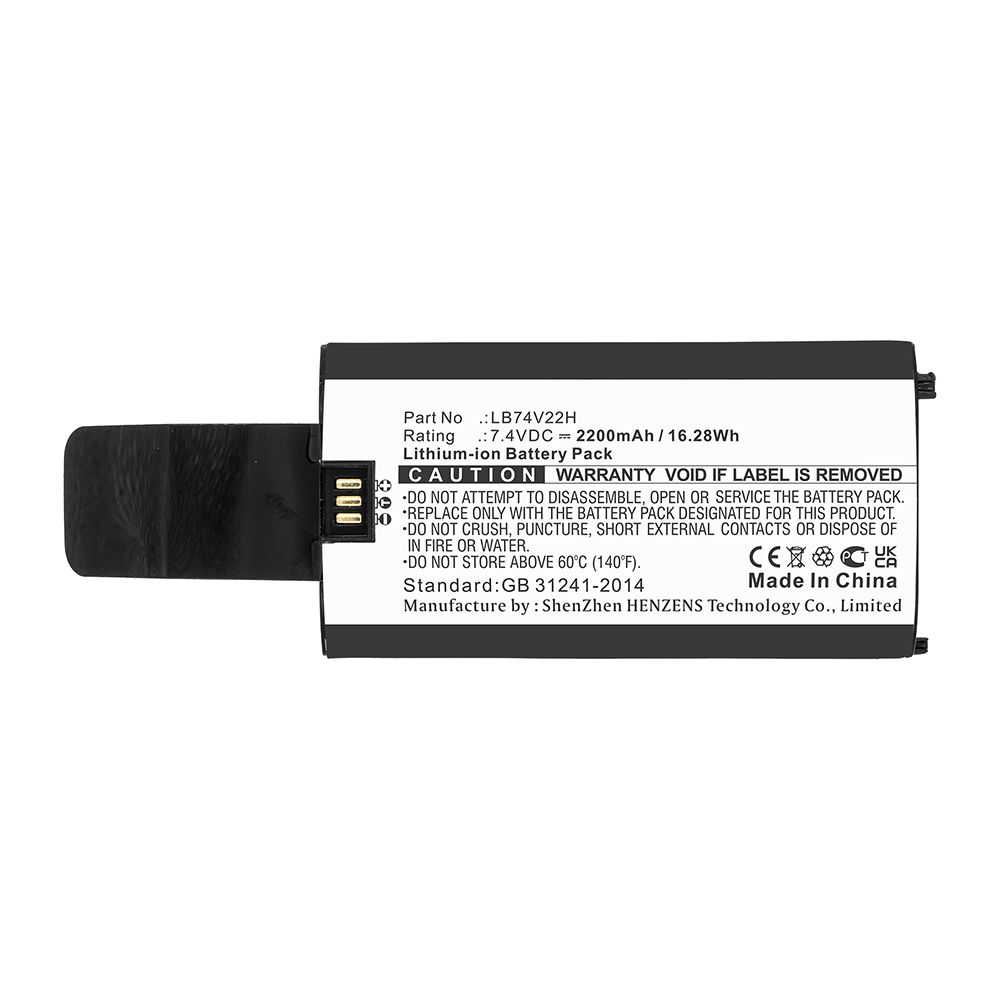 Synergy Digital Credit Card Reader Battery, Compatible with LB74V22H Credit Card Reader Battery (7.4V, Li-ion, 2200mAh)