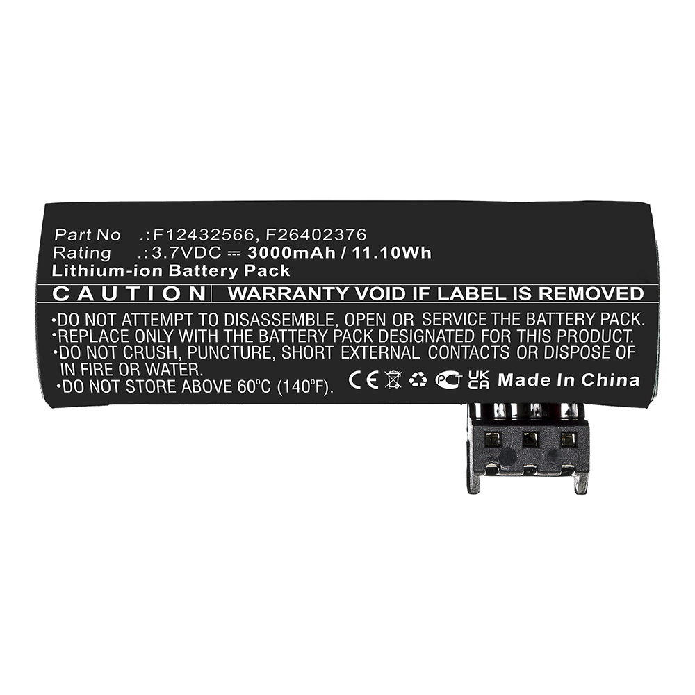 Synergy Digital Credit Card Reader Battery, Compatible with Ingenico F12432566 Credit Card Reader Battery (Li-ion, 3.7V, 3000mAh)