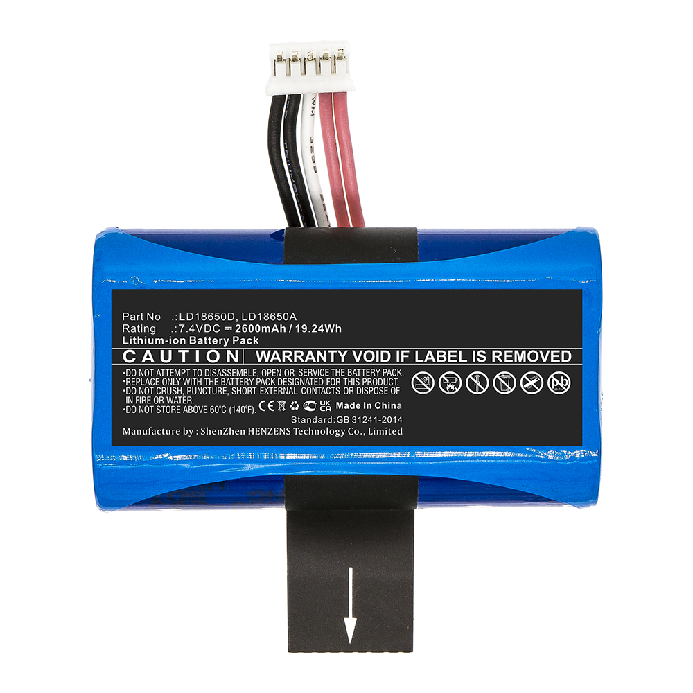 Synergy Digital Credit Card Reader Battery, Compatible with Landi LD18650A Credit Card Reader Battery (Li-ion, 7.4V, 2600mAh)