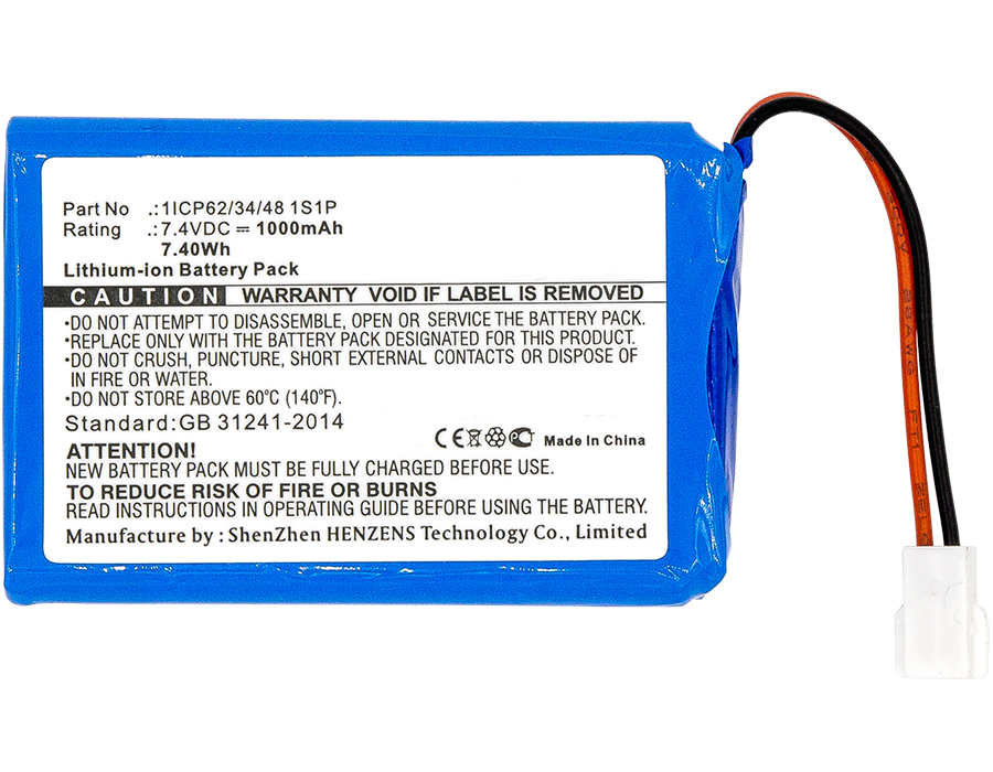 Synergy Digital Credit Card Reader Battery, Compatible with CTMS 1ICP62/34/48 1S1P Credit Card Reader Battery (7.4V, Li-ion, 1000mAh)