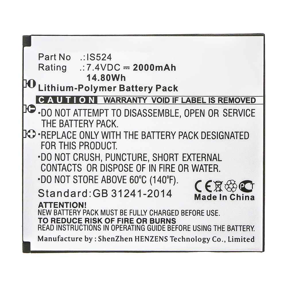 Synergy Digital Credit Card Reader Battery, Compatible with IS524 Credit Card Reader Battery (7.4V, Li-Pol, 2000mAh)