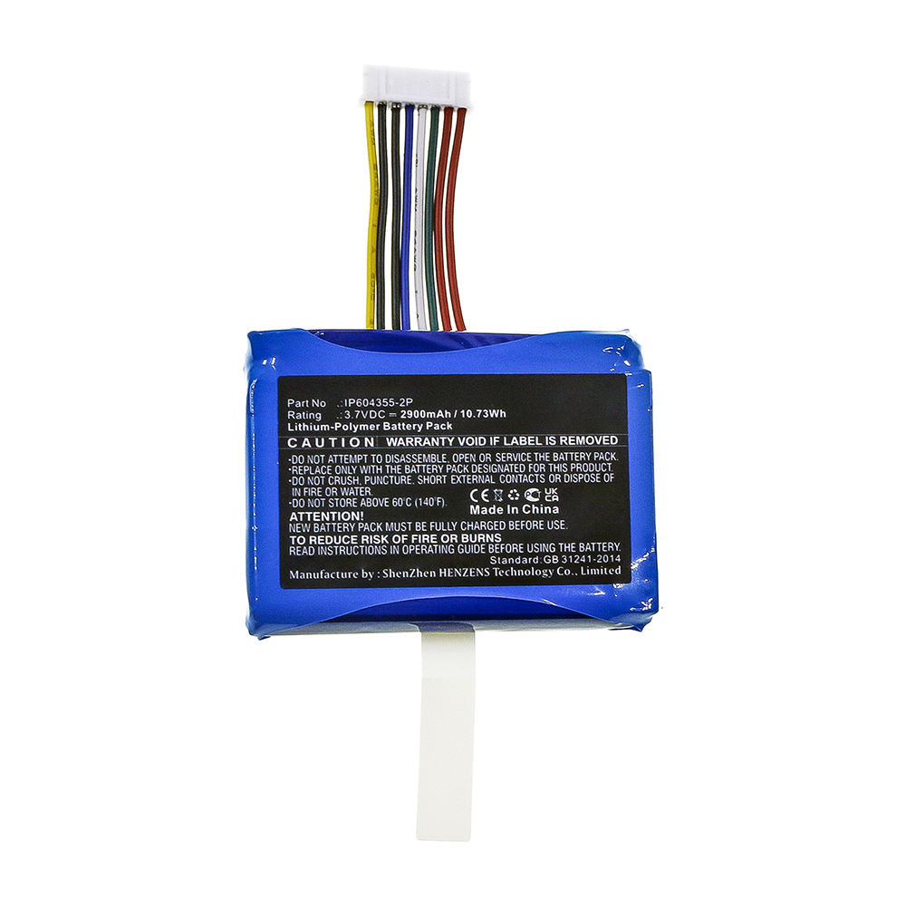 Synergy Digital Credit Card Reader Battery, Compatible with Castles IP604355-2P Credit Card Reader Battery (Li-Pol, 3.7V, 2900mAh)