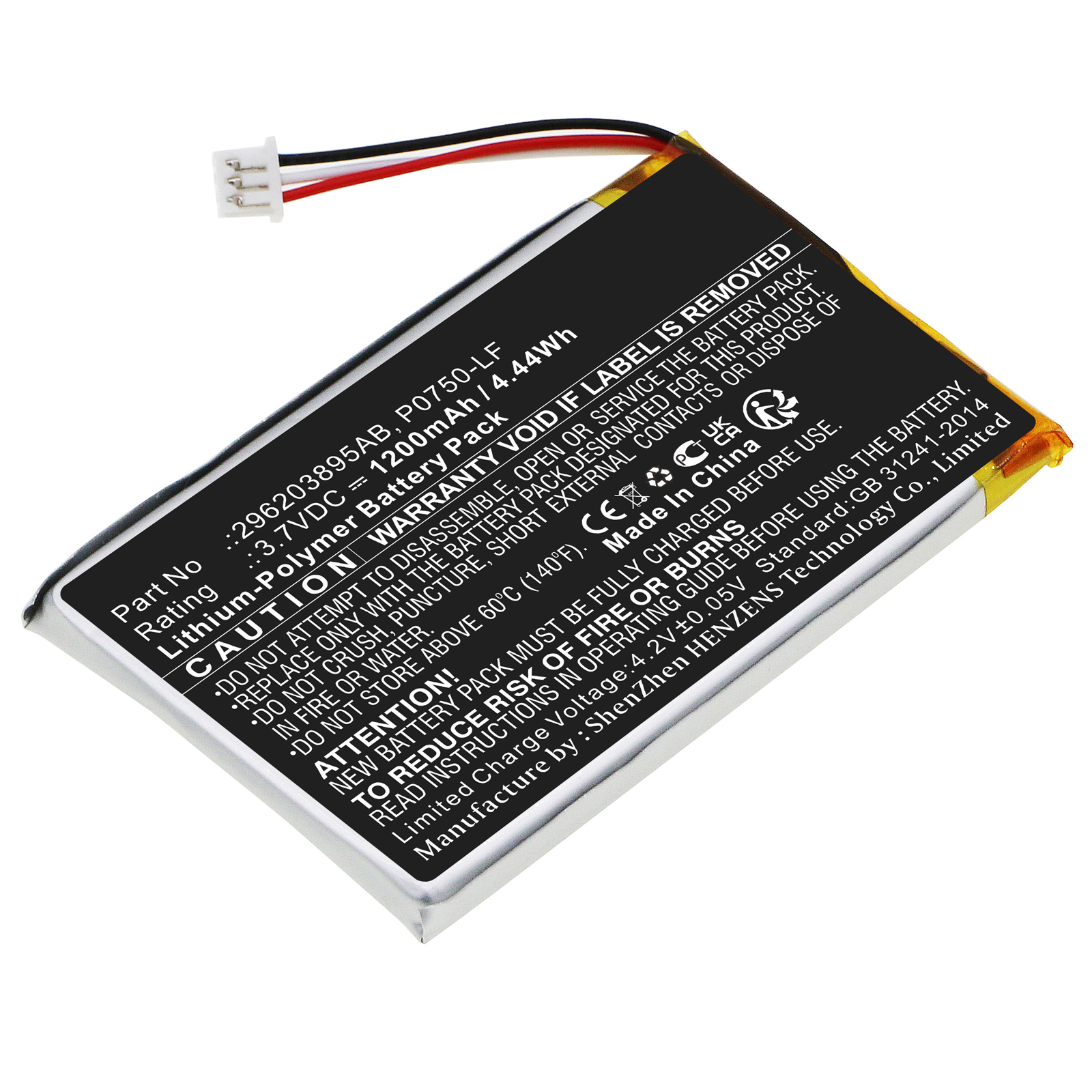 Synergy Digital Credit Card Reader Battery, Compatible with Ingenico P0750-LF Credit Card Reader Battery (Li-Pol, 3.7V, 1200mAh)