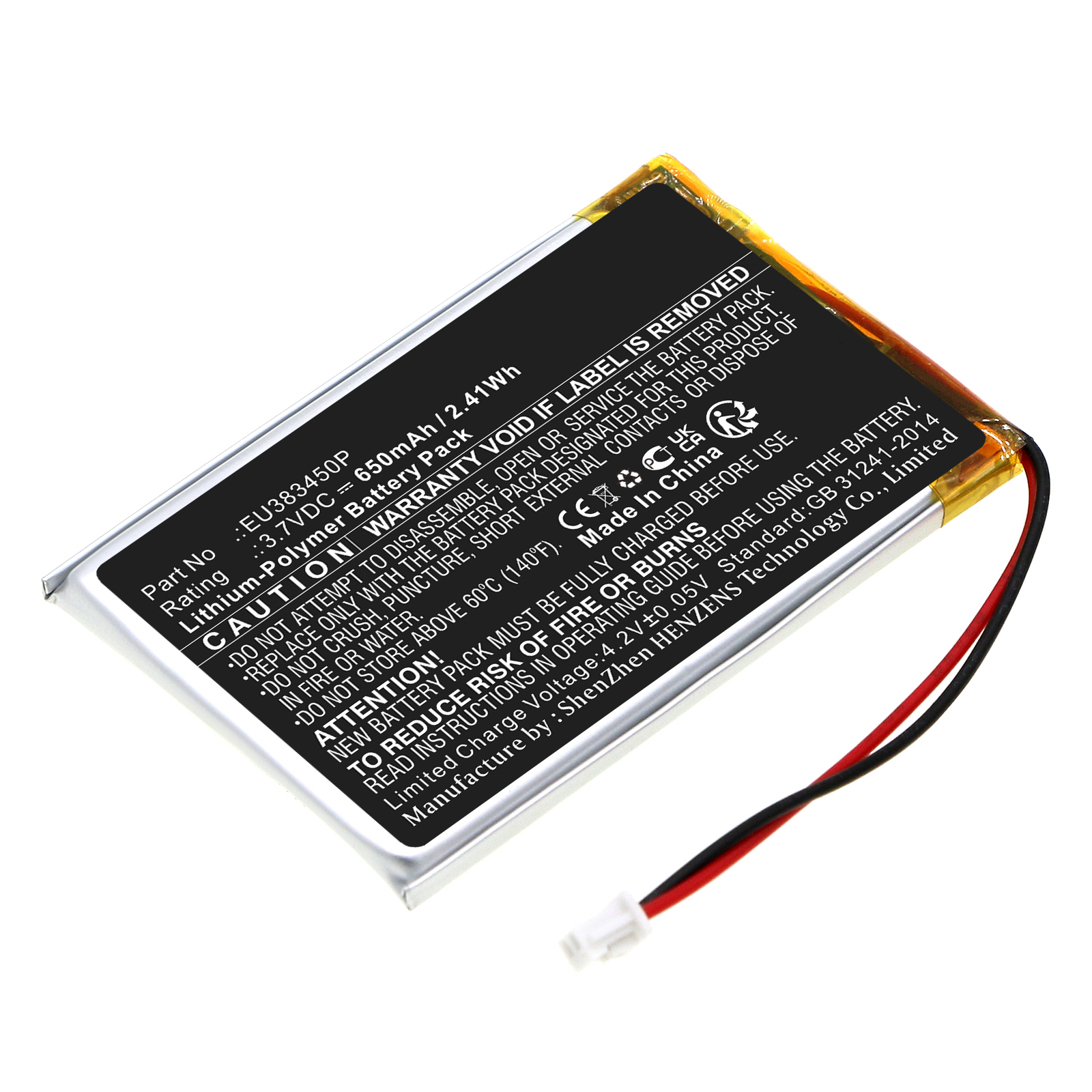 Synergy Digital Credit Card Reader Battery, Compatible with Ingenico EU383450P Credit Card Reader Battery (Li-Pol, 3.7V, 650mAh)