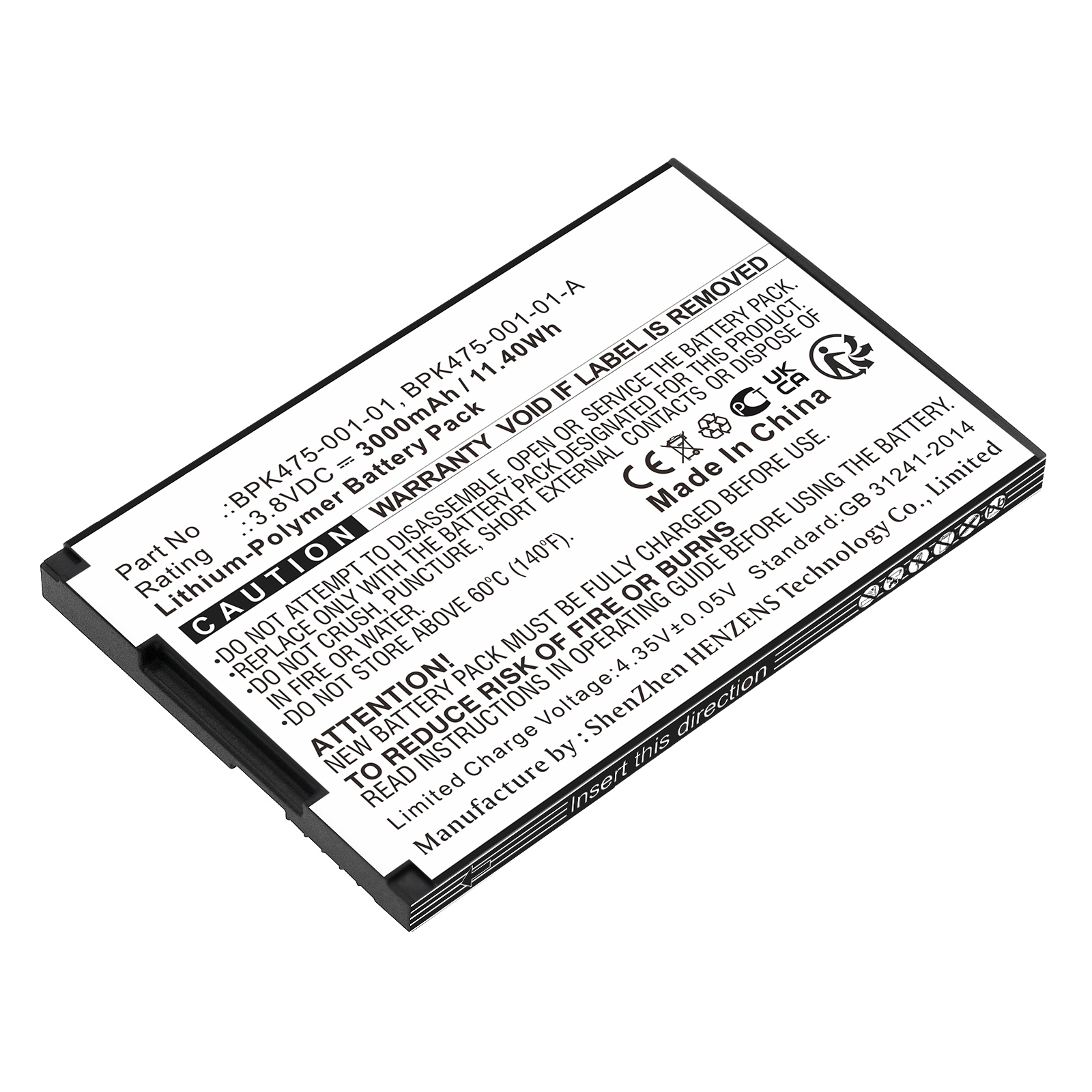 Synergy Digital Credit Card Reader Battery, Compatible with Verifone BPK475-001-01 Credit Card Reader Battery (Li-Pol, 3.8V, 3000mAh)