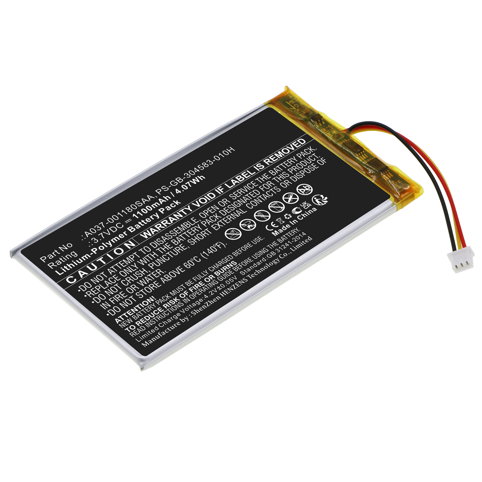 Synergy Digital Credit Card Reader Battery, Compatible with SumUp A037-001180SAA Credit Card Reader Battery (Li-Pol, 3.7V, 1100mAh)
