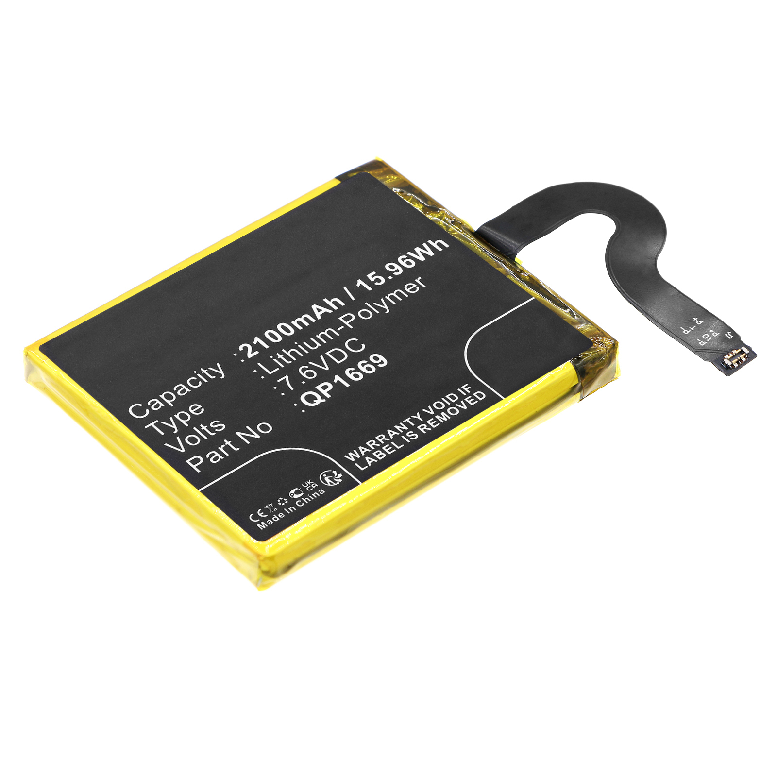 Synergy Digital Credit Card Reader Battery, Compatible with Sunmi QP1669 Credit Card Reader Battery (Li-Pol, 7.6V, 2100mAh)