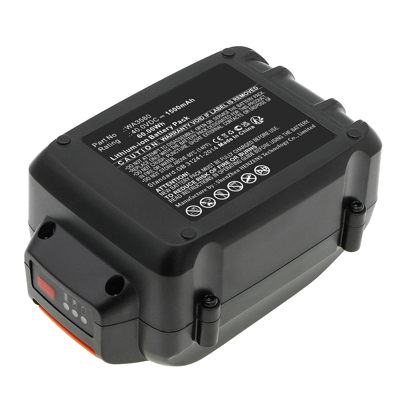 Synergy Digital Power Tool Battery, Compatible with Worx WA3580 Power Tool Battery (Li-Ion, 40V, 1500mAh)