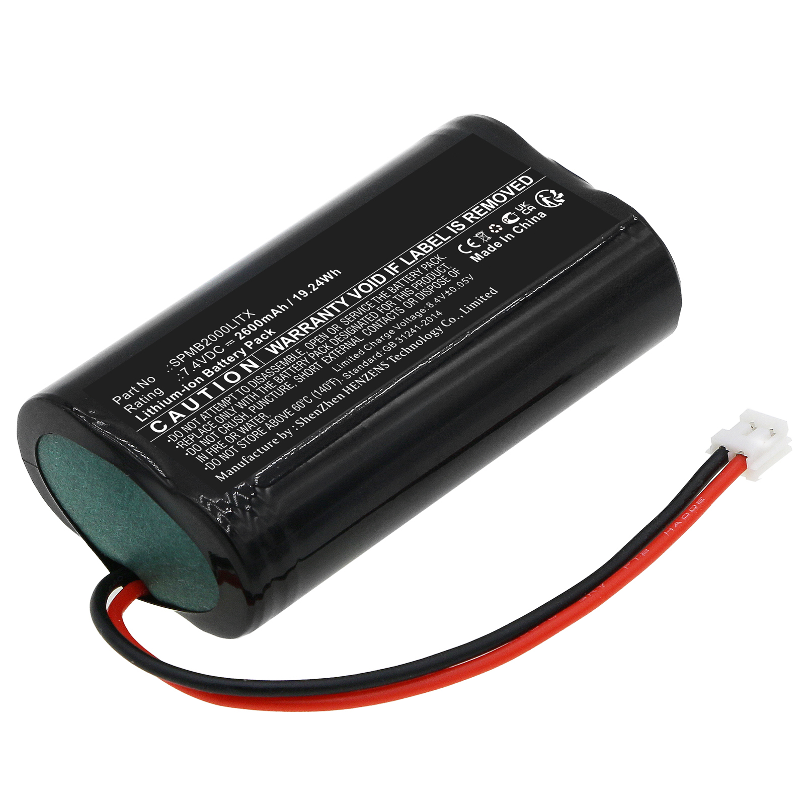 Synergy Digital Remote Control Battery, Compatible with Spektrum SPMB2000LITX Remote Control Battery (Li-ion, 7.4V, 2600mAh)