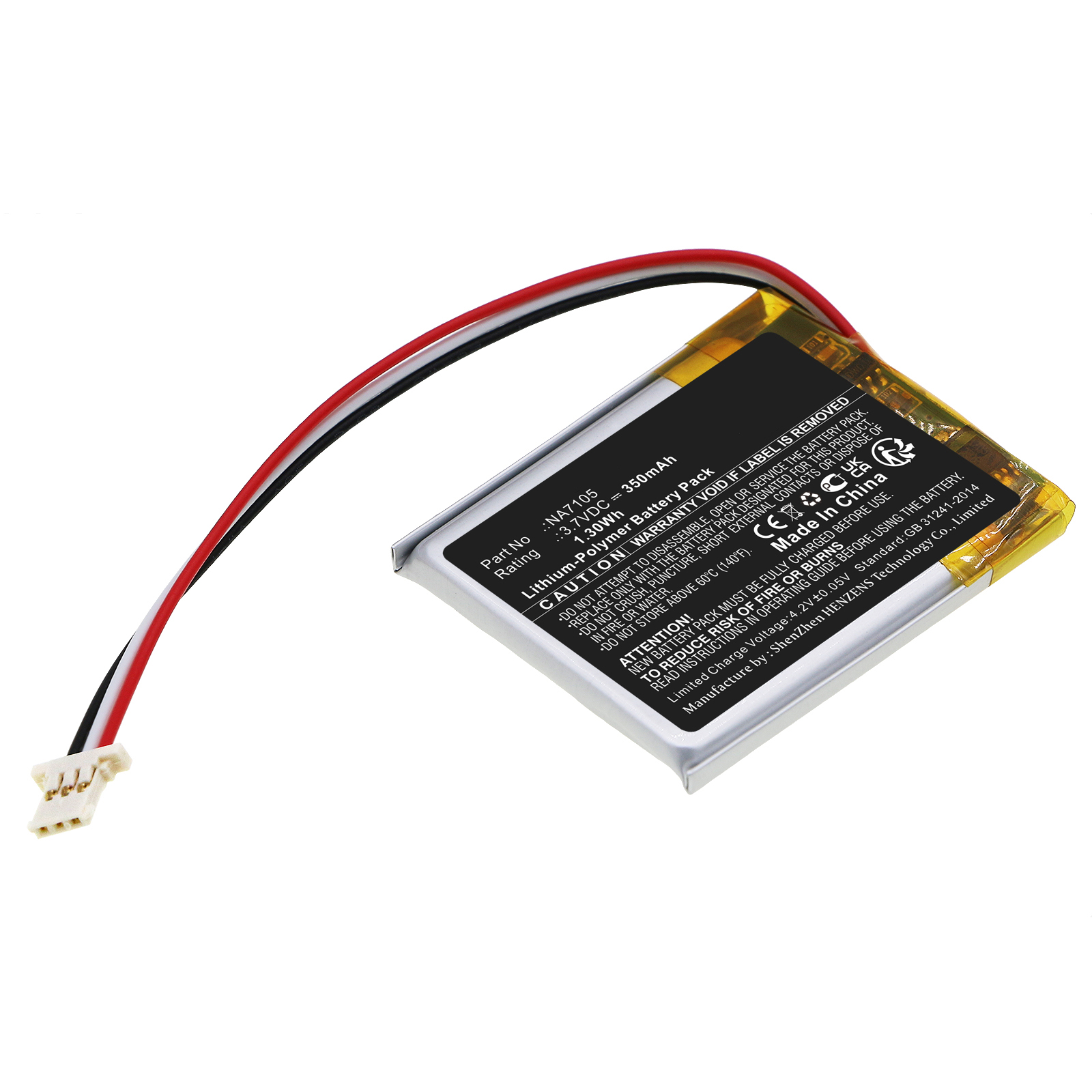 Synergy Digital Remote Control Battery, Compatible with MGI NA7105 Remote Control Battery (Li-Pol, 3.7V, 350mAh)
