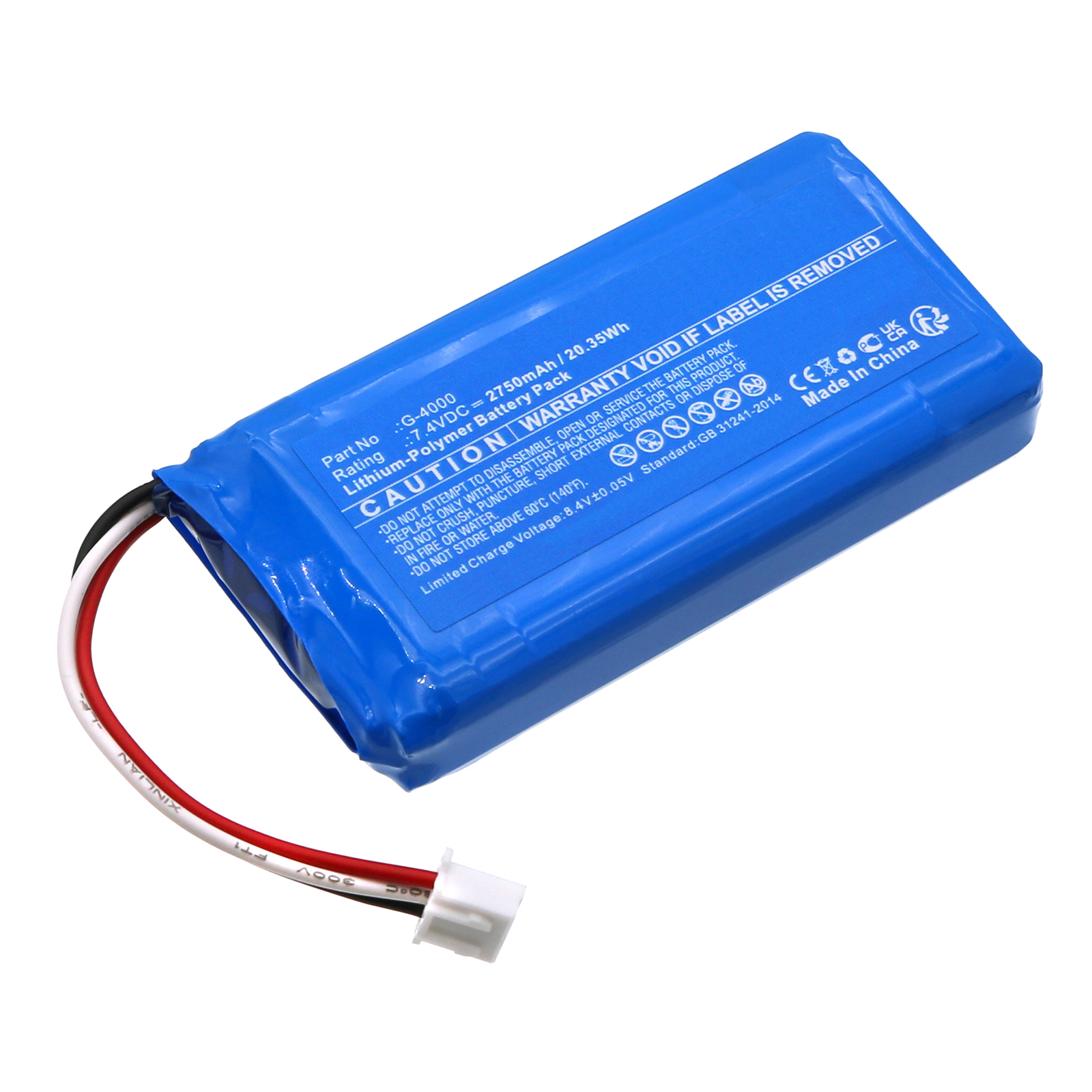Synergy Digital Remote Control Battery, Compatible with FrSky G-4000 Remote Control Battery (Li-Pol, 7.4V, 2750mAh)