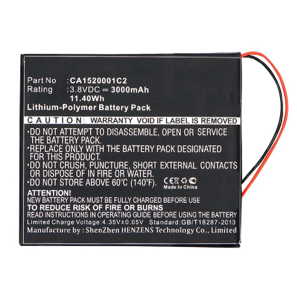 Synergy Digital Tablet Battery, Compatible with Alcatel CA1520001C2, SL377885 Tablet Battery (Li-Pol, 3.8V, 3000mAh)