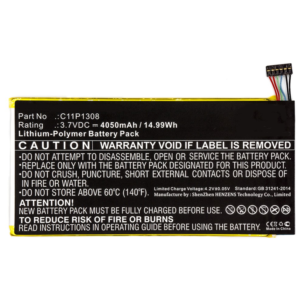Synergy Digital Tablet Battery, Compatible with Asus 0B200-00620100, C11P1308 Tablet Battery (Li-Pol, 3.7V, 4050mAh)