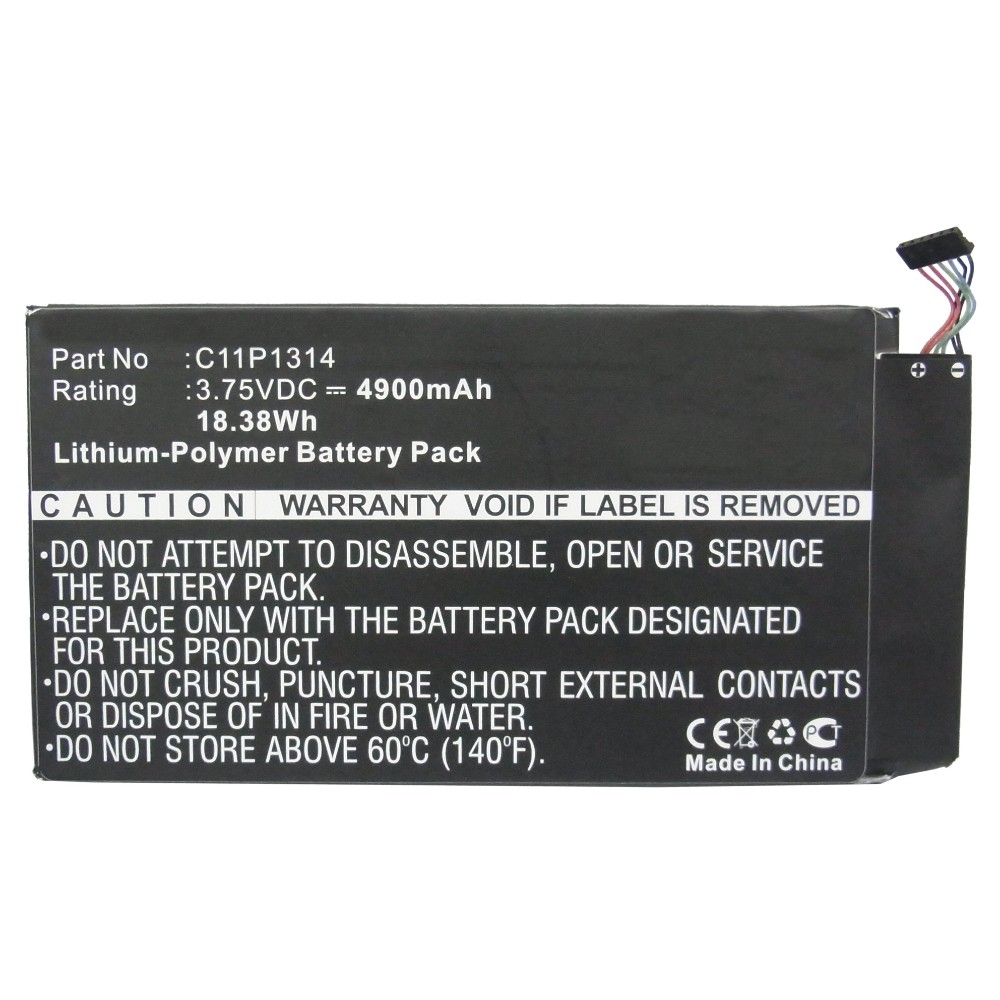 Synergy Digital Tablet Battery, Compatible with Asus C11P1314 Tablet Battery (Li-Pol, 3.75V, 4900mAh)