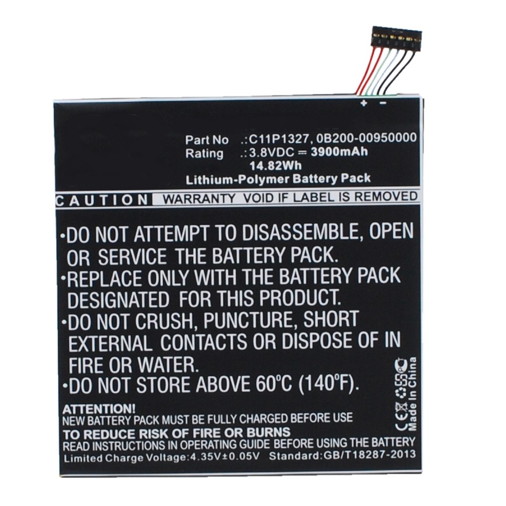 Synergy Digital Tablet Battery, Compatible with Asus 0B200-00950000, C11P1327 Tablet Battery (Li-Pol, 3.8V, 3900mAh)
