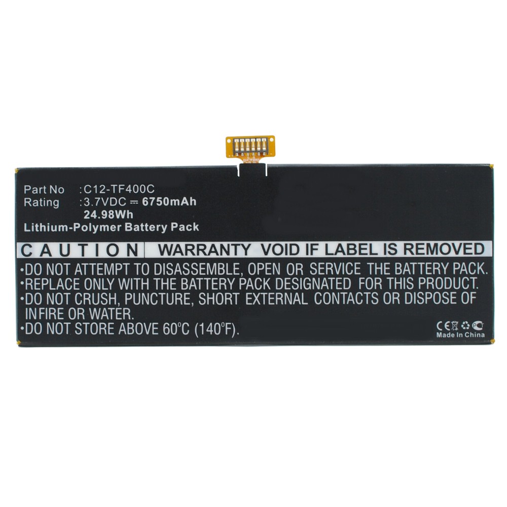 Synergy Digital Tablet Battery, Compatible with Asus C12-TF400C Tablet Battery (Li-Pol, 3.7V, 6750mAh)