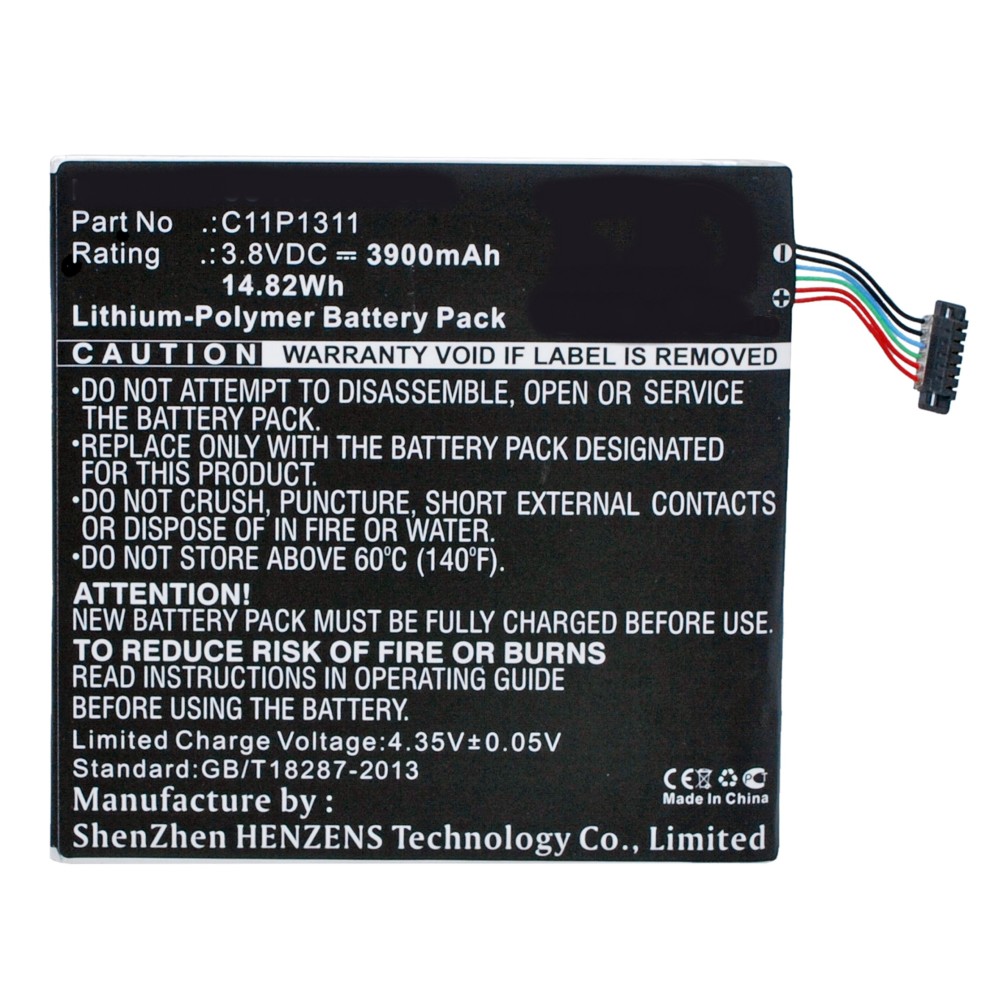 Synergy Digital Tablet Battery, Compatible with Asus 0B200-00710000, C11P1311 Tablet Battery (Li-Pol, 3.8V, 3900mAh)
