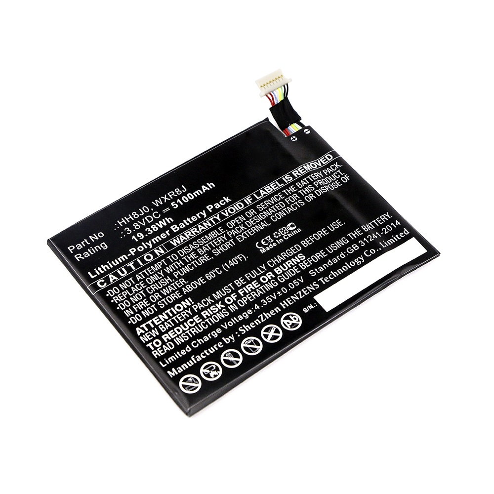 Synergy Digital Tablet Battery, Compatible with DELL 0HH8J0, HH8J0, WXR8J Tablet Battery (Li-Pol, 3.8V, 5100mAh)